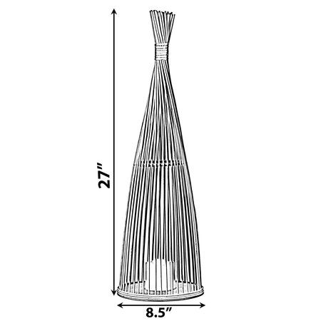 Vintiquewise Rattan Designed Bamboo LED Lantern Lamp Battery Powered for Indoor and outdoor QI004161